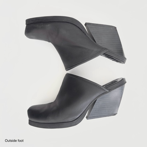 CHEAP MONDAY | UNIQUE MULE SLIP-ON CLOGS SQUARE TOED BLOCK HEELS CORPORATE GOTH - Picture 5 of 12